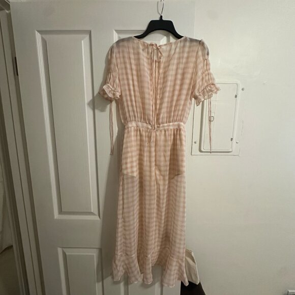For Love & Lemons Checkered Pink Midi Dress - Picture 2 of 4